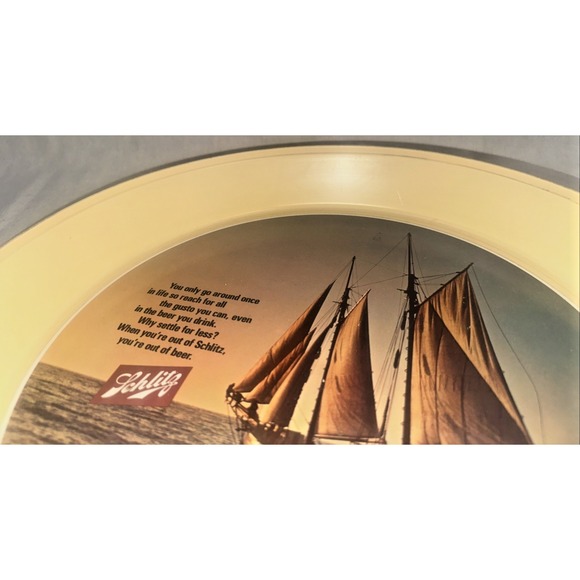Vintage Schlitz Beer Serving Trays Schooner Sailboat 13" Bar Advertising - Picture 15 of 16